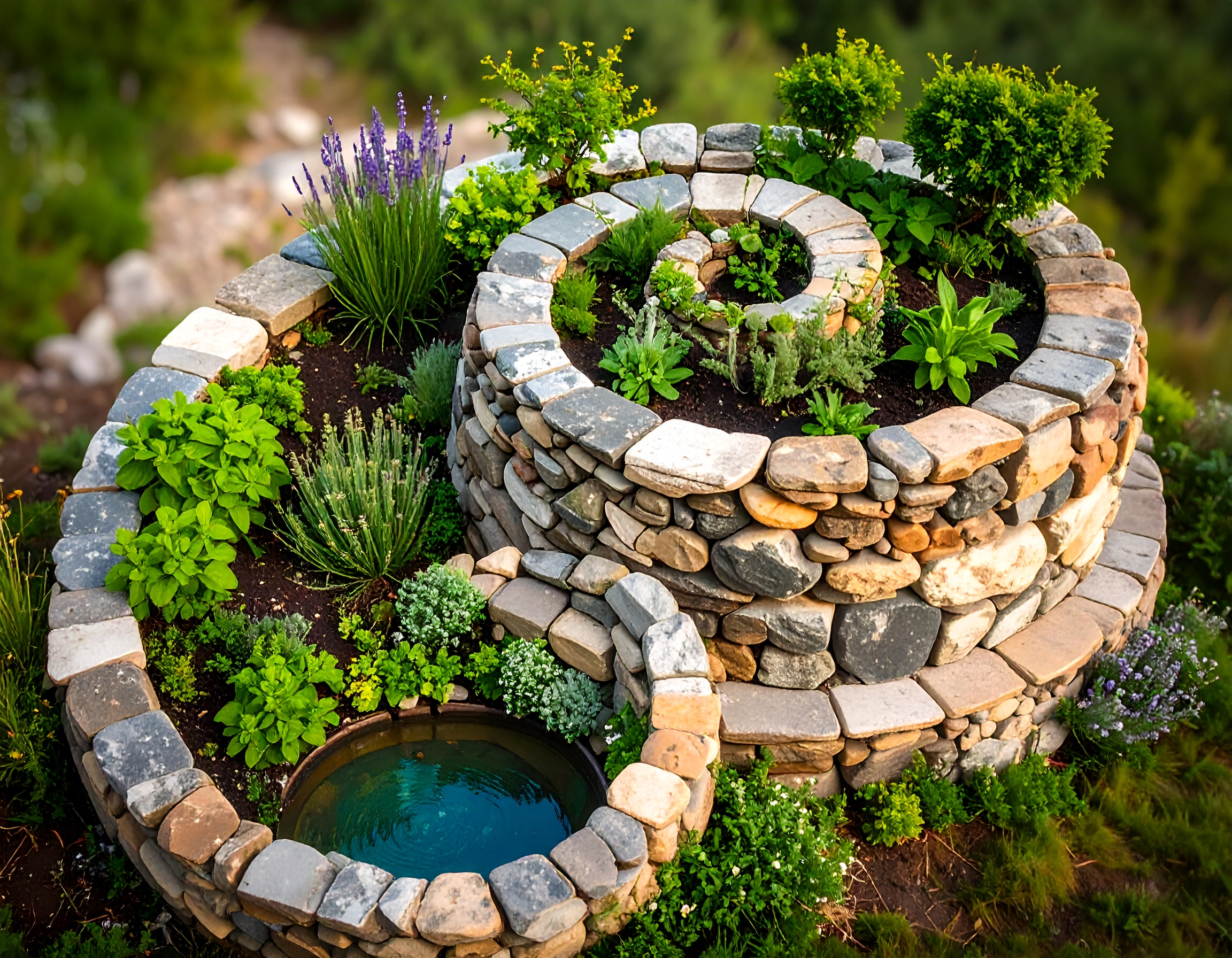 Kräuterspirale (Symbolbild, KI-generiert) Kräuterspirale (Symbolbild, KI-generiert)